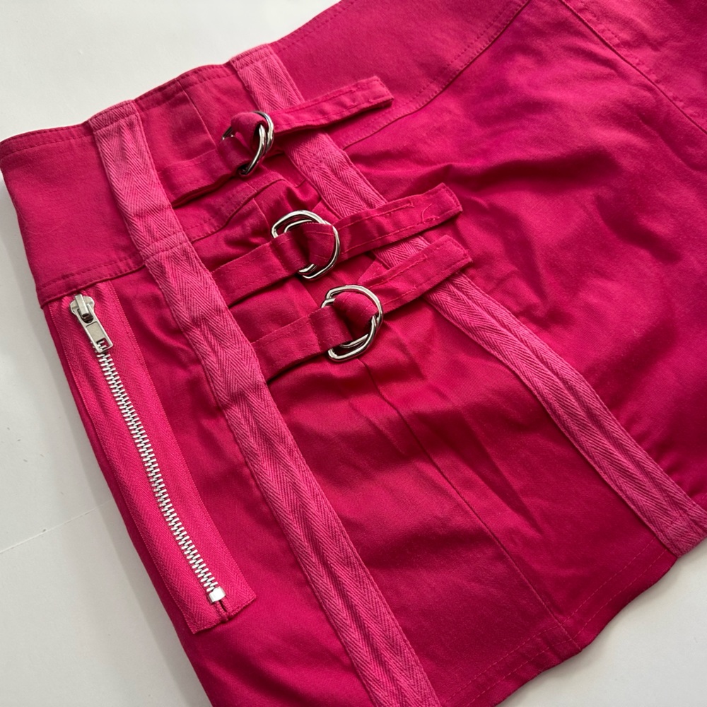 🌹Lip Service🌹 HOT PINK Mini Skirt with D-rings and Bondage Straps
